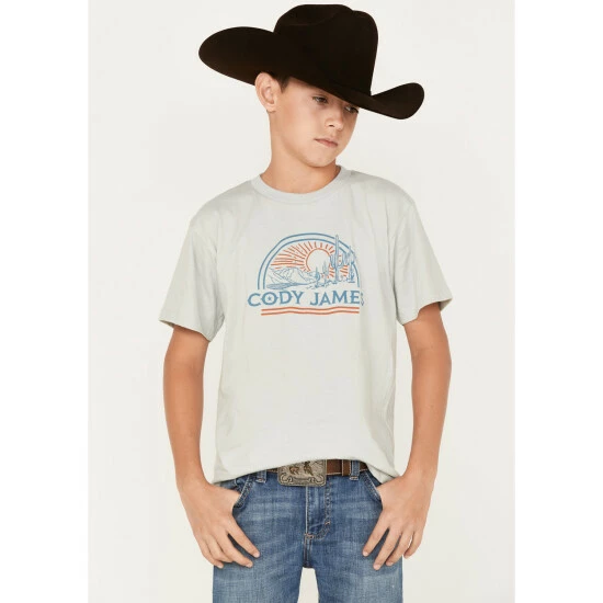 Best Sale 👏 Cody James Boys' Scenic Lines Logo Graphic T-Shirt Silver 🔔