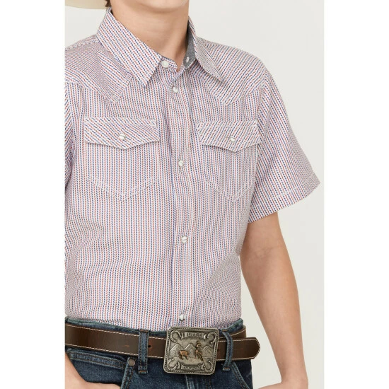 Deals ๐ Cody James Boys' Print Short Sleeve Western Snap ๐ Shirt White ๐ฅ - Image 3