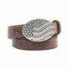 Coupon 🔥 Cody James Men's Brown American Flag Oval Western Buckle Belt 😉