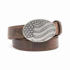 Coupon ๐ฅ Cody James Men's Brown American Flag Oval Western Buckle Belt ๐