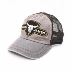 Outlet 🔥 Cody James Men's Bull Skull Patch Trucker Cap Grey 😉