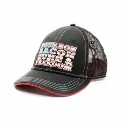 Wholesale 🔔 Cody James Men's Bourbon Bacon Guns & Freedom Mesh-Back Ball Cap Black 🎁