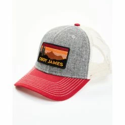Outlet 🤩 Cody James Men's Red & Grey Sunset Logo Patch Mesh-Back Ball Cap 🎁