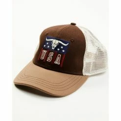 Wholesale 💯 Cody James Men's Brown Longhorn USA Patch Mesh-Back Ball Cap 😍