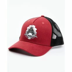 New 🤩 Cody James Men's Skull Cards Graphic Mesh-Back Ball Cap Red ⌛