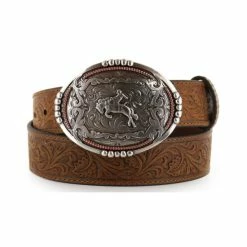Budget 😉 Cody James Men's Bronc Buckle Tooled Leather Belt Tan 💯