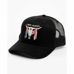 Brand new ⌛ Cody James Men's Embroidered Steer Head American Flag Mesh Back Ball Cap Black ⌛
