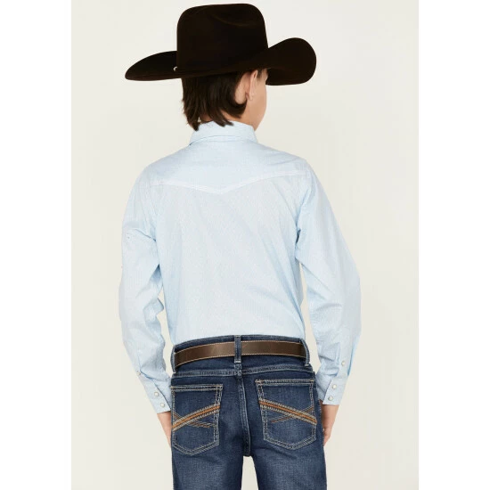 Flash Sale ๐ฅฐ Cody James Boys' Print Long Sleeve Western Snap ๐ Shirt Blue ๐ - Image 4