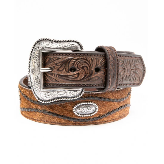 Best Sale 😀 Cody James Men's Brown Hair On Concho Leather Western Belt 😍