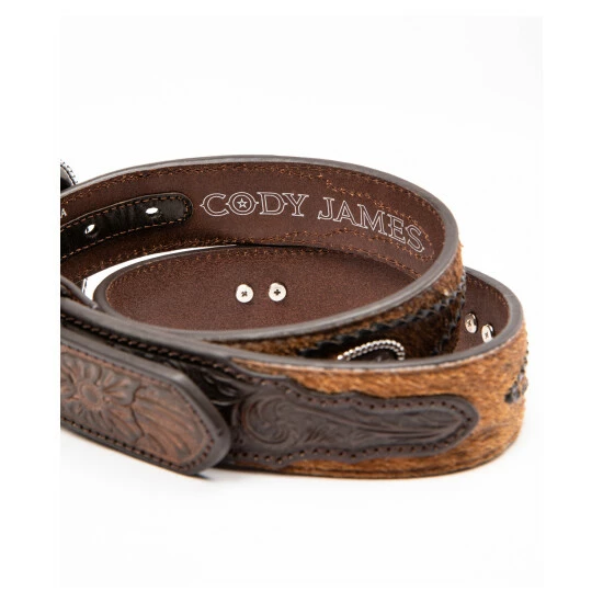 Best Sale 😀 Cody James Men's Brown Hair On Concho Leather Western Belt 😍 - Image 2