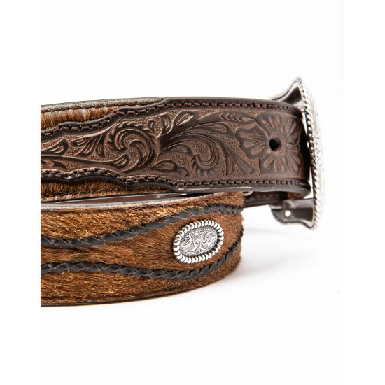 Best Sale 😀 Cody James Men's Brown Hair On Concho Leather Western Belt 😍 - Image 3