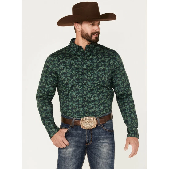 Cheapest 😍 Cody James Men's Ringer Floral Print Button-Down Western 👕 Shirt Dark Green ❤️