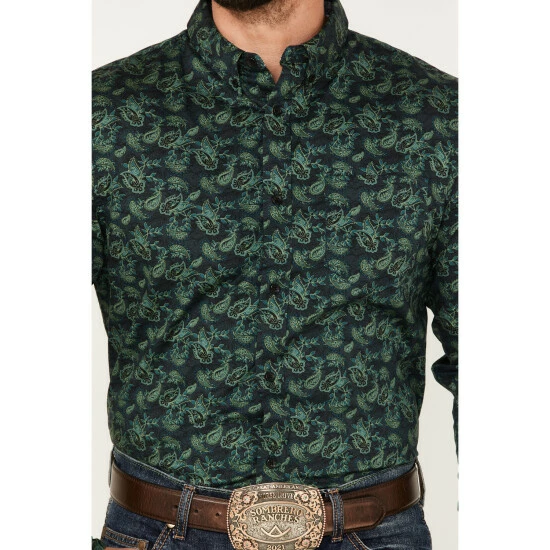 Cheapest 😍 Cody James Men's Ringer Floral Print Button-Down Western 👕 Shirt Dark Green ❤️ - Image 3