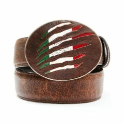 Cheapest 🛒 Cody James Men's Mexican Flag Slash Brown Leather Belt 🤩