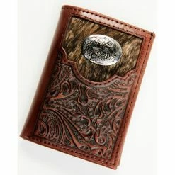 Cheapest ✔️ Cody James Men's Hair-On Concho Trifold Leather Wallet Brown 🌟