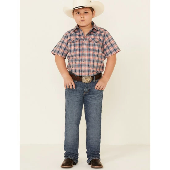 Coupon โญ Cody James Boys' Liberty Bell Large Dobby Plaid Short Sleeve Snap Western ๐ Shirt Navy ๐ฅฐ - Image 2