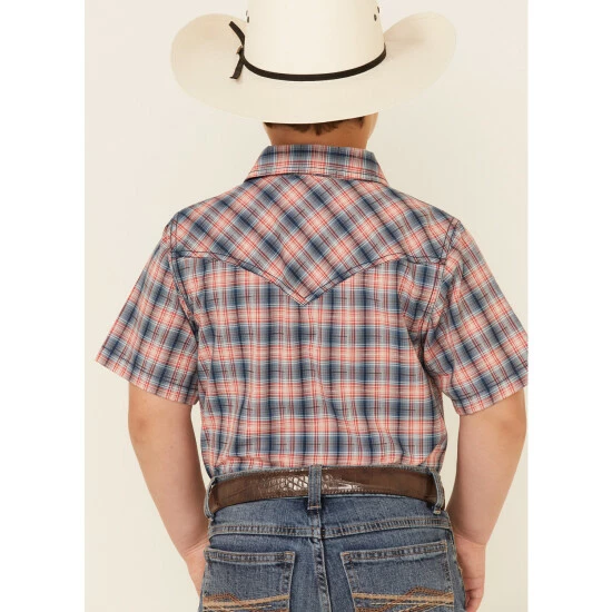 Coupon โญ Cody James Boys' Liberty Bell Large Dobby Plaid Short Sleeve Snap Western ๐ Shirt Navy ๐ฅฐ - Image 4