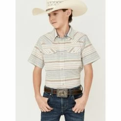 New 💯 Cody James Boys' Faithful Striped Short Sleeve Western 👚 Shirt Multi 🔔