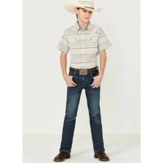 New ๐ฏ Cody James Boys' Faithful Striped Short Sleeve Western ๐ Shirt Multi ๐ - Image 2