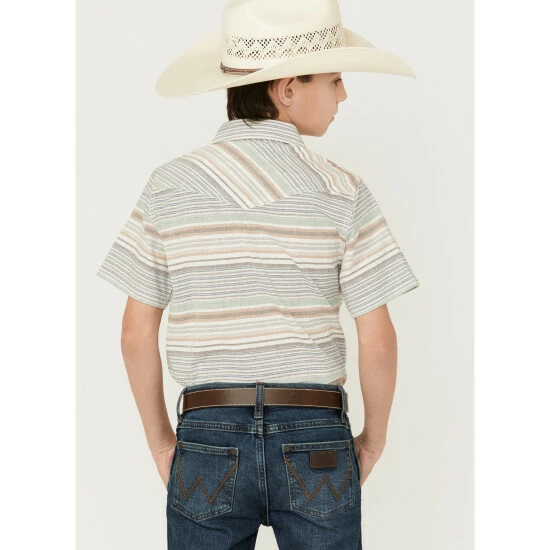 New ๐ฏ Cody James Boys' Faithful Striped Short Sleeve Western ๐ Shirt Multi ๐ - Image 4