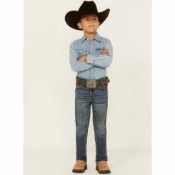 New 🥰 Cody James Boys' Blue Roan Straight Slim 👖 Jeans Medium Wash 🔥