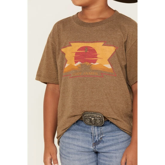 Discount 😉 Cody James Boys' Sunset Desert Logo Graphic T-Shirt Camel 😉 - Image 3
