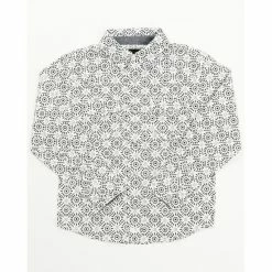 Outlet 👍 Cody James Toddler-Boys" White Sun Dial Print Long Sleeve Snap 👕 Shirt 👍