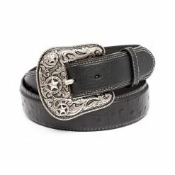Best Sale ✨ Cody James Men's Black Ostrich Print Embroidered Western Buckle Belt 🧨