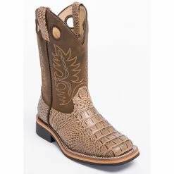 Deals 😉 Cody James Boys' Gator Print Western 🥾 Boots - Wide Square Toe For Youth Boy Brown 🎉
