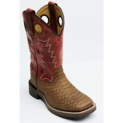 Outlet ✨ Cody James Boys' Red Reptile Print Western 🥾 Boots - Wide Square Toe Red/brown ❤️