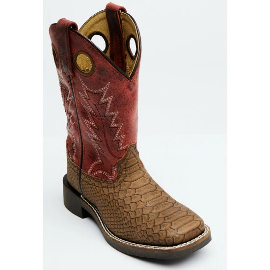 Outlet ✨ Cody James Boys' Red Reptile Print Western 🥾 Boots - Wide Square Toe Red/brown ❤️
