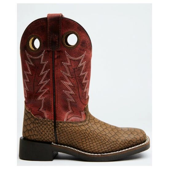 Outlet ✨ Cody James Boys' Red Reptile Print Western 🥾 Boots - Wide Square Toe Red/brown ❤️ - Image 2