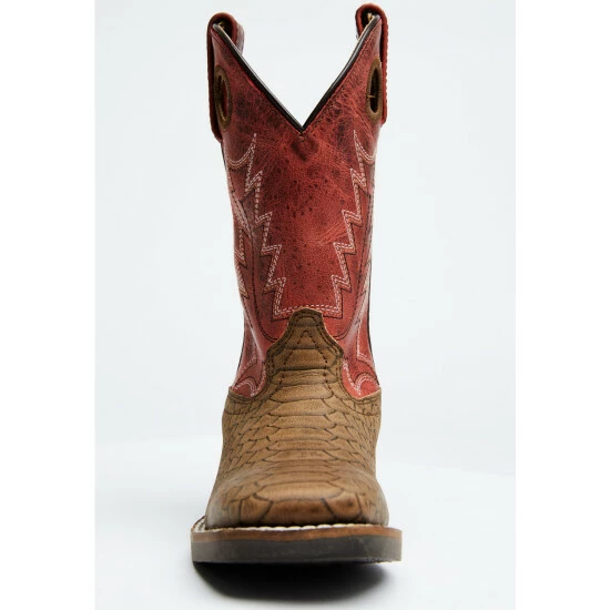 Outlet ✨ Cody James Boys' Red Reptile Print Western 🥾 Boots - Wide Square Toe Red/brown ❤️ - Image 3