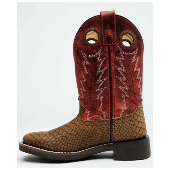 Outlet ✨ Cody James Boys' Red Reptile Print Western 🥾 Boots - Wide Square Toe Red/brown ❤️ - Image 4