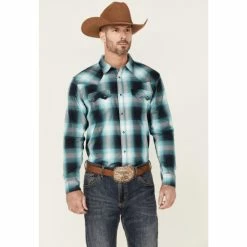 Best deal ⭐ Cody James Men's Gateway Large Plaid Long Sleeve Snap Western 👕 Shirt Navy 👍