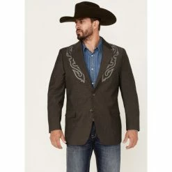 Deals 🔥 Cody James Men's Memphis Embroidered Boot Stitch Blazer Dark Brown 😍