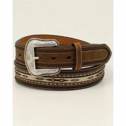 Discount 🔥 Cody James Men's Ribbon Inlay Horse Hair Lacing Western Belt Medium Brown 🧨