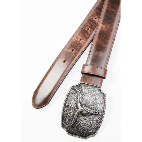 Buy โญ Cody James Men's Longhorn Scroll Buckle Belt Brown ๐ฅฐ - Image 2