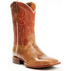 Cheap 🎁 Cody James Men's Upper Two-Tone Leather Western 🥾 Boots - Broad Square Toe Orange ✨